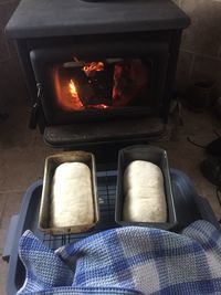 High angle view of food at home