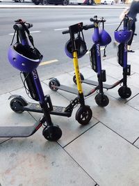 High angle view of bicycles