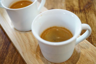 Close-up of coffee cup on table