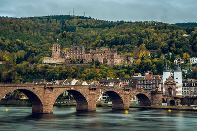 Arch bridge over river