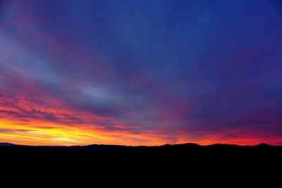 Scenic view of silhouette landscape against sky during sunset
