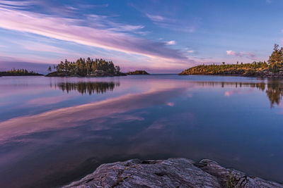 Scenic view of ladoga lake against sky during beautiful sunrise