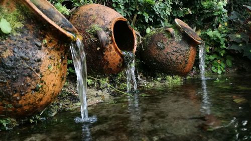 Water flowing in container