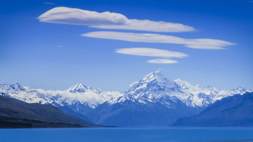 Scenic view of mountains against cloudy sky