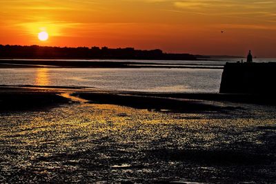 Scenic view of sea during sunset