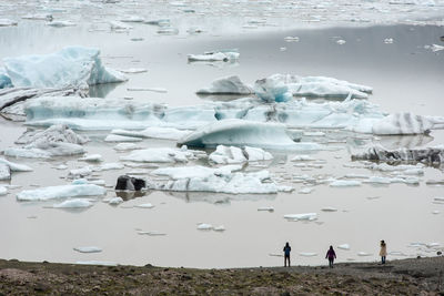 Floating icebergs at fjallsarlon glacier, iceland