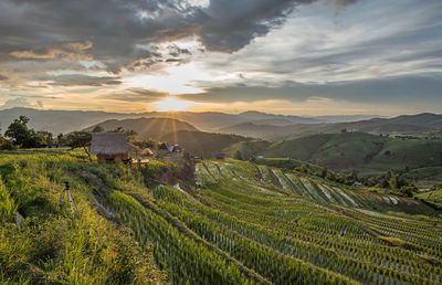 Scenic view of landscape against sky during sunset