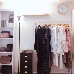 Clothes hanging on rack at home