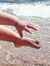 Waves splashing on shore