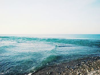 Scenic view of sea against clear sky