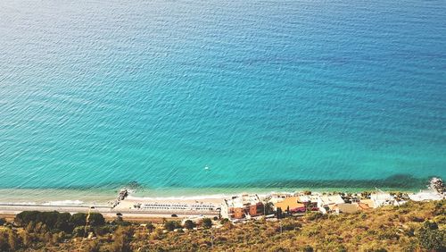 High angle view of people on beach