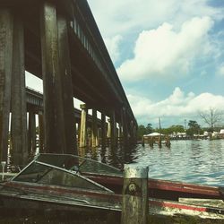 Bridge over river against sky