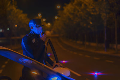 Police doing checks during the confinement of the city