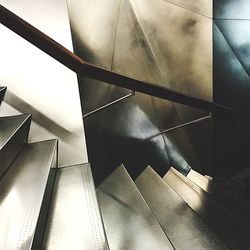 Low angle view of spiral staircase in building