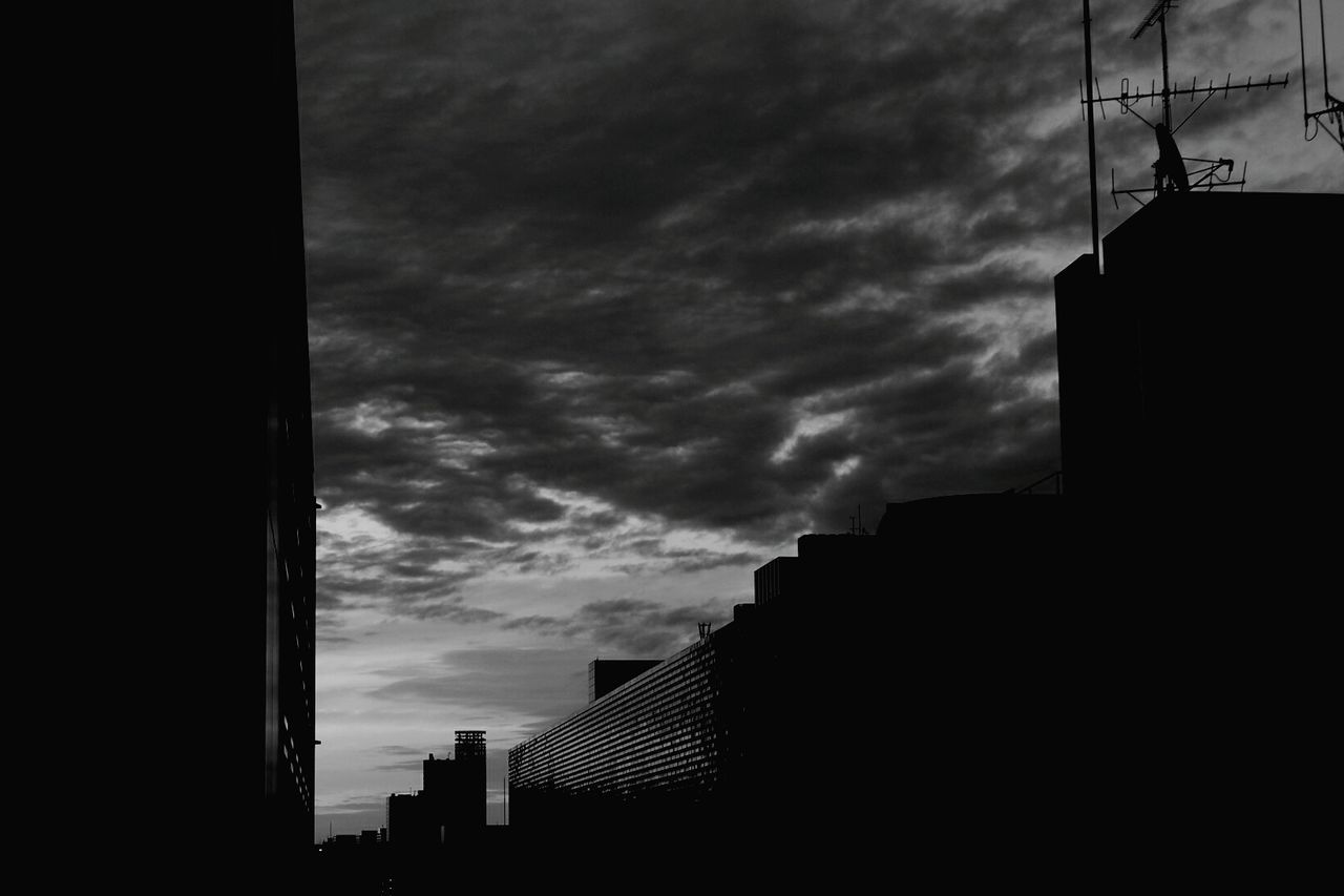 architecture, building exterior, built structure, cloud - sky, sky, no people, city, outdoors, skyscraper, low angle view, silhouette, day