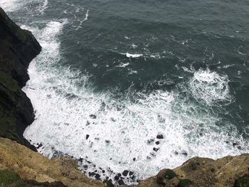 High angle view of sea waves