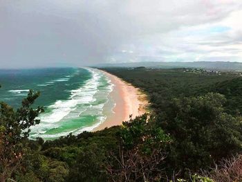 High angle view of sea against sky