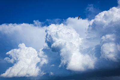 Low angle view of clouds in blue sky