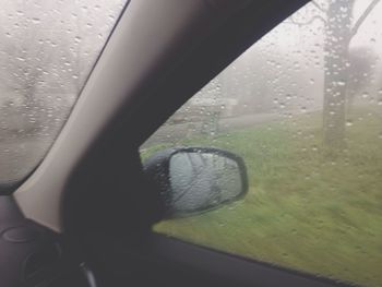 Close-up of wet car window