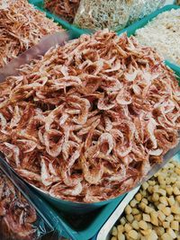 High angle view of meat for sale in market