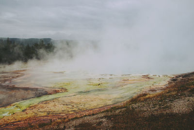 Smoke emitting from geyser