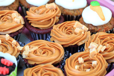 Close-up of cupcakes on table