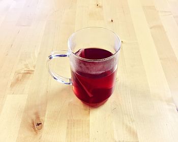 High angle view of tea cup on table