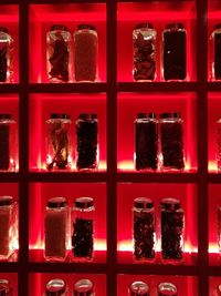 Full frame shot of illuminated shelf