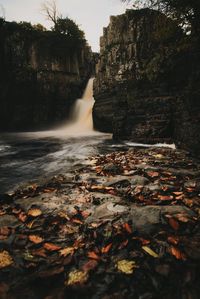 View of waterfall in autumn