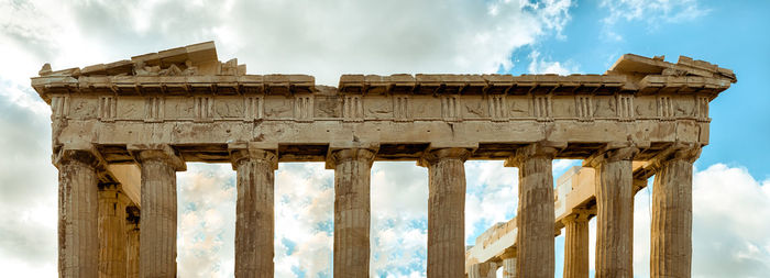 Athens, greece - february 13, 2020. ruins of parthenon on the acropolis - 447 bc - in athens, greece