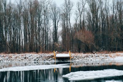 Scenic view of lake against sky during winter