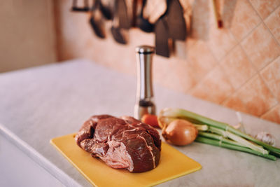 Close-up of food on table