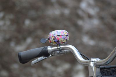 Close-up of bicycle in basket on street