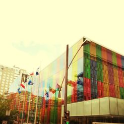 Low angle view of modern building against sky