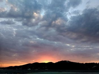 Scenic view of sea against cloudy sky