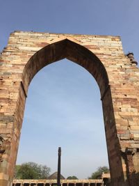 Low angle view of old ruins against clear sky