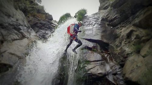 Rock formations on cliff