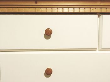 Low angle view of a white cabinet