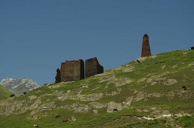 Low angle view of historic building against sky