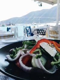 Close-up of food in plate on table