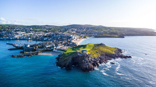 High angle view of sea