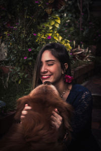 Happy woman with dog