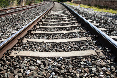 High angle view of railroad track
