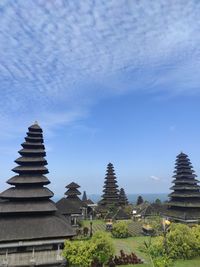 Low angle view of pagoda against sky