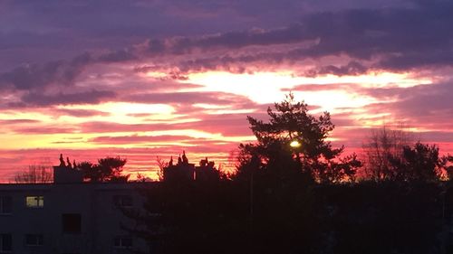 Scenic view of cloudy sky at sunset