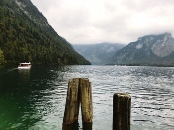 Scenic view of sea against cloudy sky