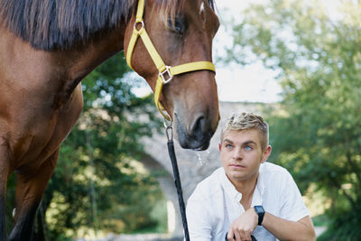 Portrait of horse outdoors