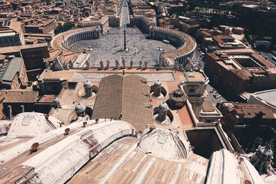 High angle view of crowd outside building