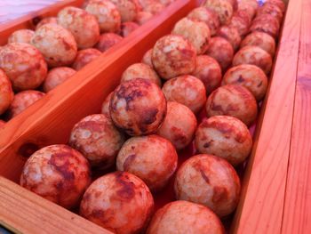 High angle view of fruits for sale at market stall