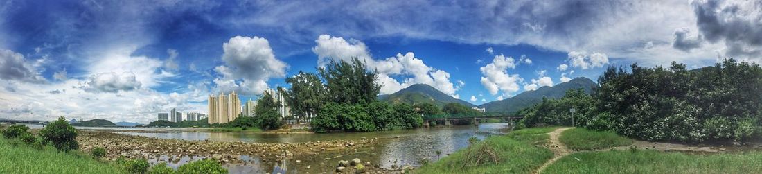 Panoramic view of lake against sky